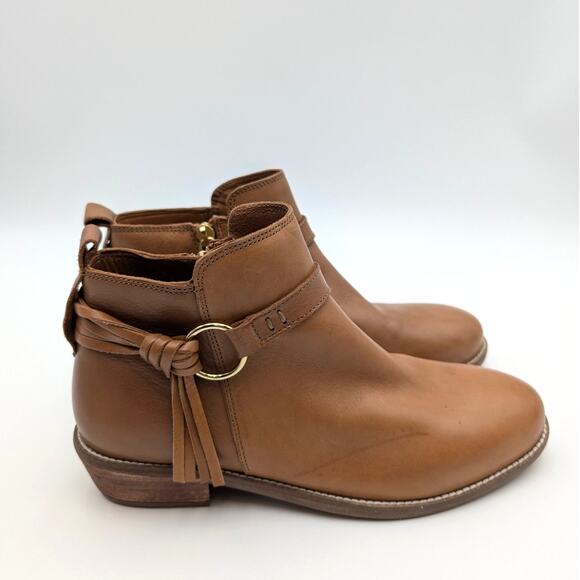 Softwalk Reade Fringe Detail Ankle Boots Women's Cognac Size US8M EU39 - Picture 4 of 13